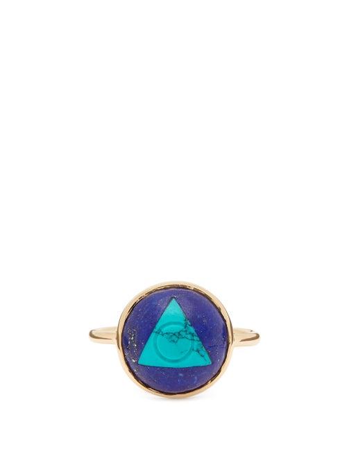 Matchesfashion.com Noor Fares - Vishuddha Lapis, Turquoise & Gold Ring - Womens - Blue