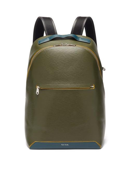 Matchesfashion.com Paul Smith - Embossed-leather Backpack - Mens - Khaki