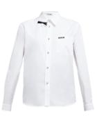 Matchesfashion.com Miu Miu - Bow Embellished Cotton Poplin Shirt - Womens - White