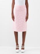 Shushu/tong - Floral-jacquard Midi Skirt - Womens - Light Pink