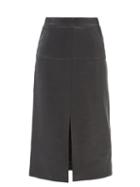 Cefinn - Zola High-rise Leather Midi Skirt - Womens - Black