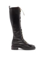 Matchesfashion.com Tabitha Simmons - Markie Lace Up Leather Knee High Boots - Womens - Black