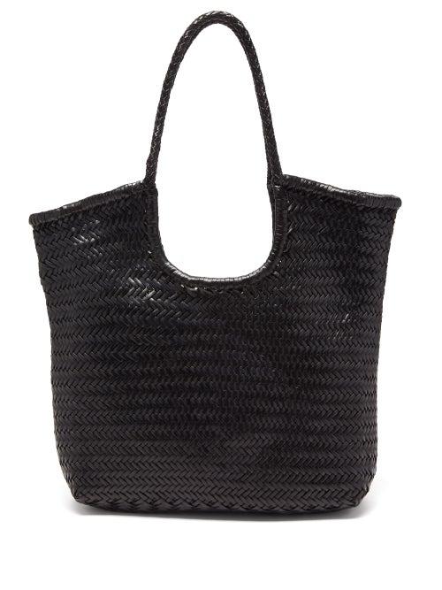 Dragon Diffusion - Triple Jump Woven-leather Basket Bag - Womens - Black