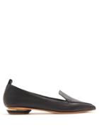 Matchesfashion.com Nicholas Kirkwood - Beya Point Toe Grained Leather Loafers - Womens - Black