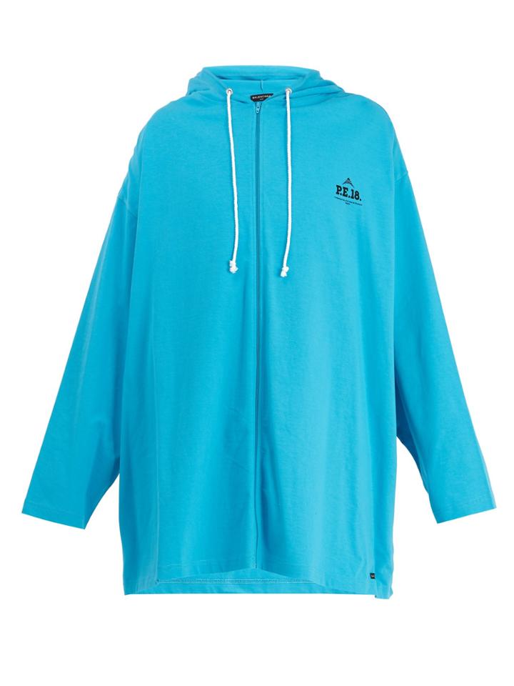 Balenciaga Hooded Zip-through Cotton Sweatshirt