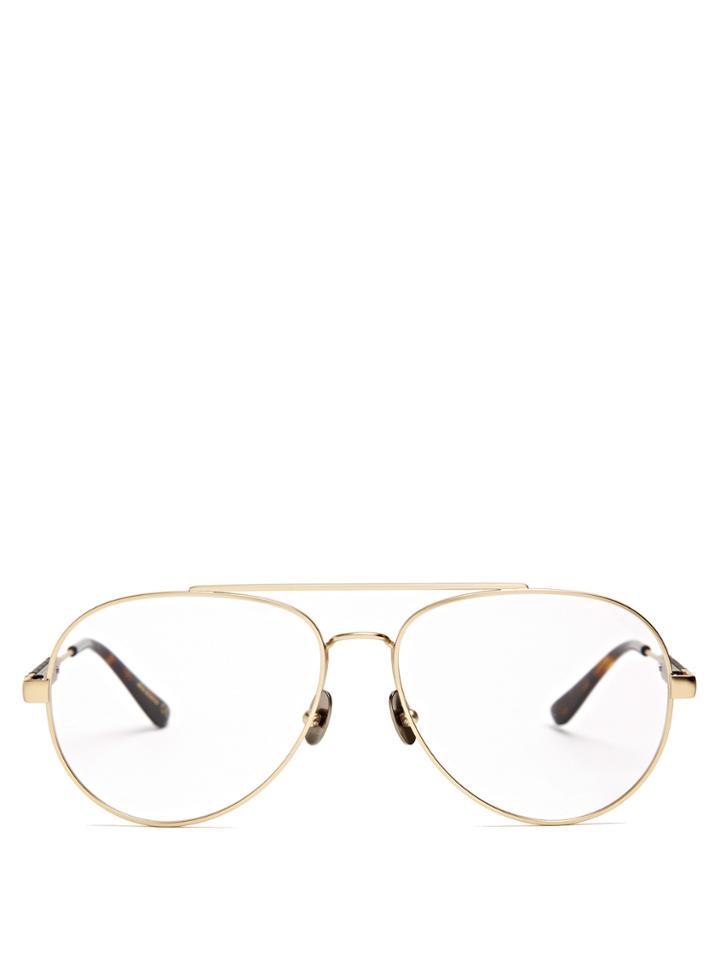 Bottega Veneta Leather-trimmed Aviator Glasses