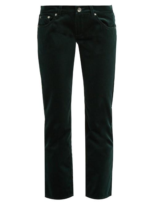 Mm6 By Maison Margiela Low-rise Cropped Velvet Trousers