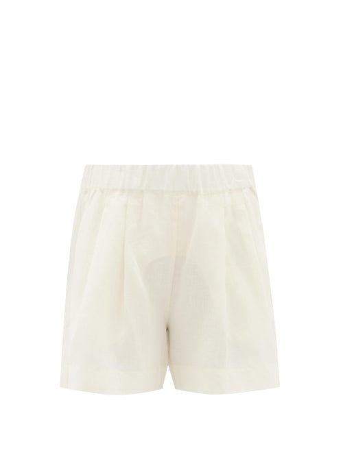 Matchesfashion.com Asceno - Zurich High-rise Organic Linen Shorts - Womens - White