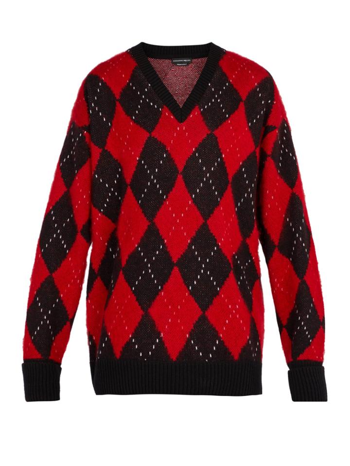 Alexander Mcqueen Oversized Wool-blend Argyle Sweater