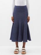 Gabriela Hearst - Amy Stitched-hem Denim Skirt - Womens - Denim