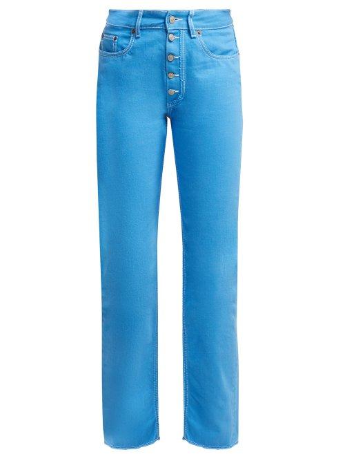 Matchesfashion.com Mm6 Maison Margiela - Contrast Stitch Straight Leg Jeans - Womens - Blue