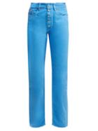 Matchesfashion.com Mm6 Maison Margiela - Contrast Stitch Straight Leg Jeans - Womens - Blue