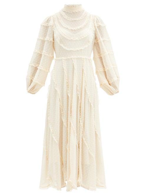 Matchesfashion.com Zimmermann - Ladybeetle Lace-trimmed Swiss-dot Voile Dress - Womens - Ivory