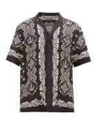 Matchesfashion.com Dolce & Gabbana - Bandana-print Cuban-collar Silk-faille Shirt - Mens - Black White