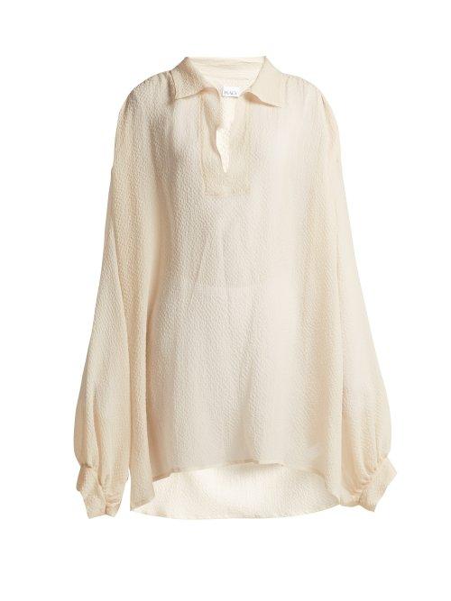 Matchesfashion.com Raey - Sheer Silk Seersucker Smock Blouse - Womens - Ivory