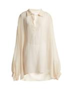 Matchesfashion.com Raey - Sheer Silk Seersucker Smock Blouse - Womens - Ivory