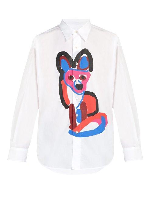 Matchesfashion.com Maison Kitsun - Acide Fox Print Cotton Shirt - Mens - White Multi