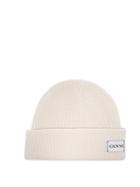 Matchesfashion.com Ganni - Hatley Ribbed Wool Blend Beanie Hat - Womens - White