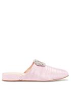 Ladies Shoes Rupert Sanderson - Bulolo Crystal-buckle Moir Backless Loafers - Womens - Pink
