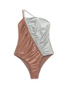 Matchesfashion.com Isa Boulder - Leonard Asymmetric Bi-colour Swimsuit - Womens - Brown Multi