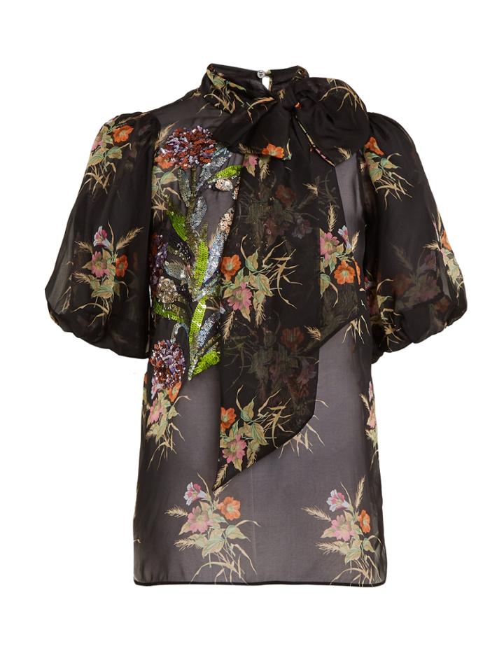 No. 21 Floral-print Silk-chiffon Blouse