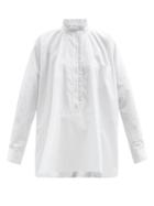 Matchesfashion.com Zanini - Ruffled Checked Cotton-poplin Shirt - Womens - White Multi
