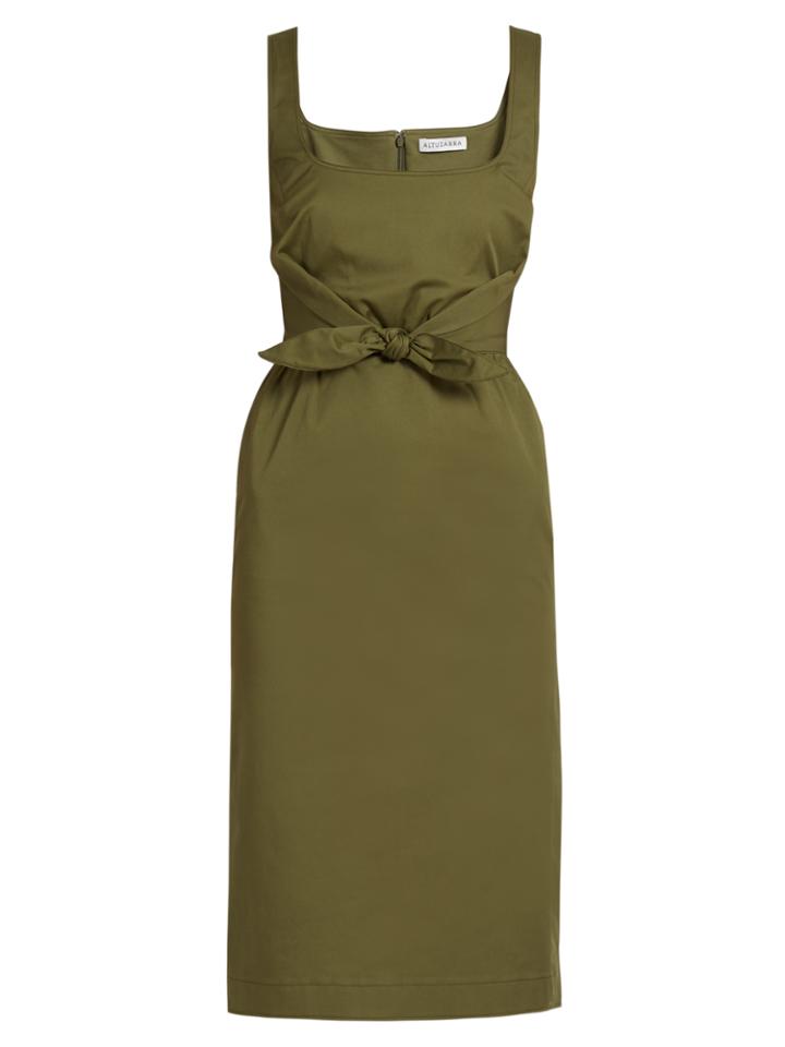 Altuzarra Tie-waist Square-neck Sleeveless Dress