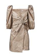 Matchesfashion.com Redvalentino - Bow-embellished Tulle-layered Lam Mini Dress - Womens - Grey