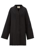 Matchesfashion.com By Walid - Basma Floral-embroidered Silk Coat - Womens - Black