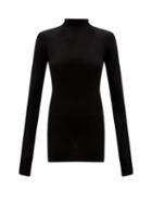 Matchesfashion.com Lemaire - High-neck Cotton-blend Jersey Top - Womens - Black