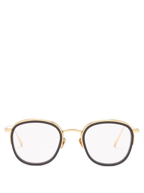 Linda Farrow - Aldrin Round 22kt Gold-plated Titanium Glasses - Womens - Black Gold