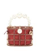 Matchesfashion.com Rosantica - Holli Faux-pearl, Crystal And Satin Bag - Womens - Red Multi
