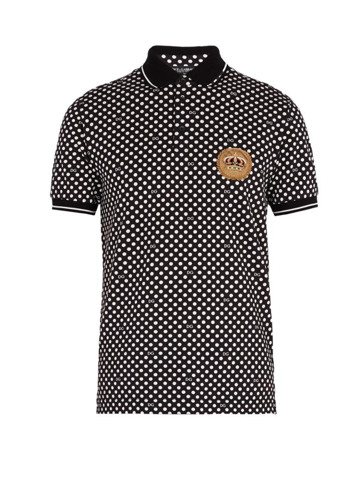 Dolce & Gabbana Polka Dot-print Cotton-piqu Polo Shirt
