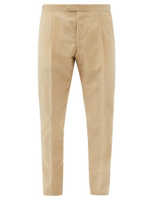 Matchesfashion.com Caruso - Wool-blend Straight-leg Trousers - Mens - Beige