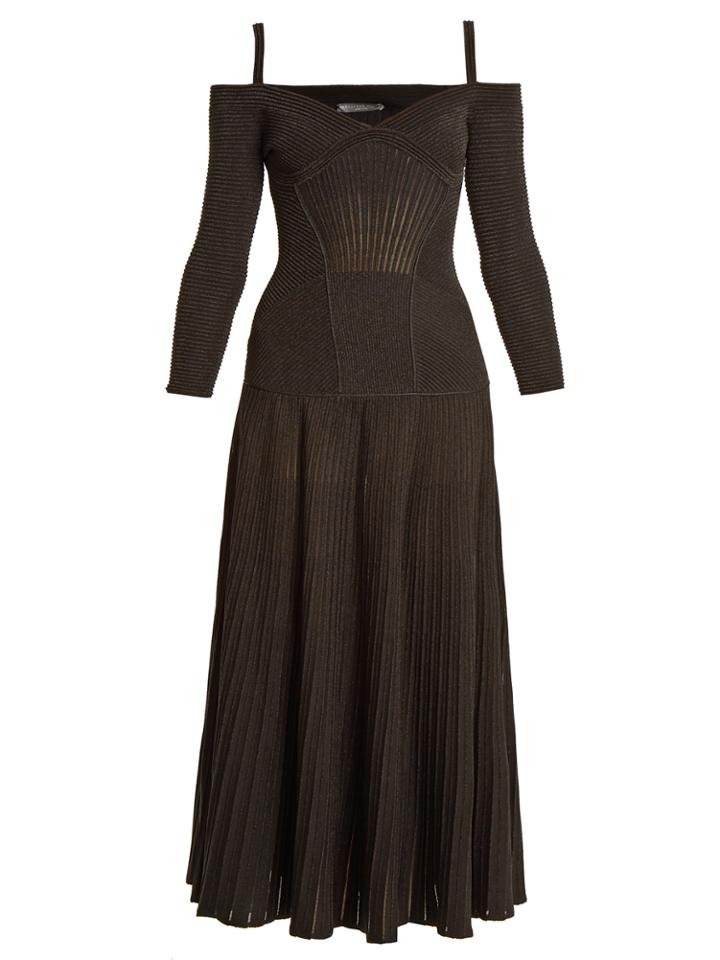 Alexander Mcqueen Cold-shoulder Wool-blend Dress