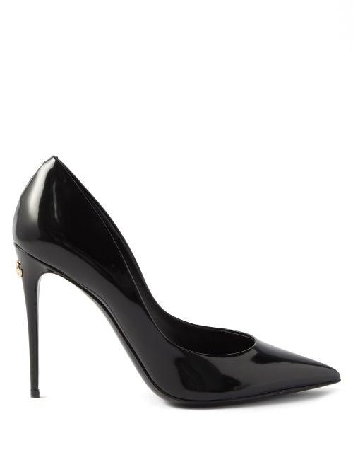 Dolce & Gabbana - Cardinale 90 Dg-embellished Patent-leather Pumps - Womens - Black