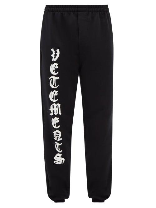 Vetements - Logo-print Cotton-blend Jersey Track Pants - Mens - Black White