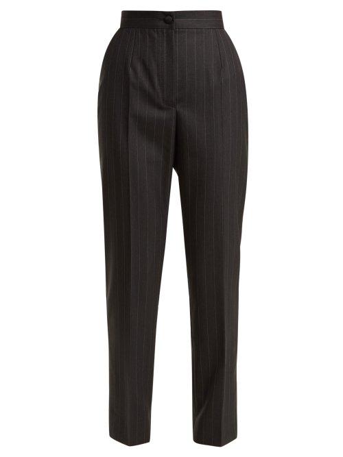 Matchesfashion.com Dolce & Gabbana - Pinstripe High Rise Trousers - Womens - Black Multi