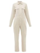 Matchesfashion.com White Story - Capri Button-down Linen Jumpsuit - Womens - Beige