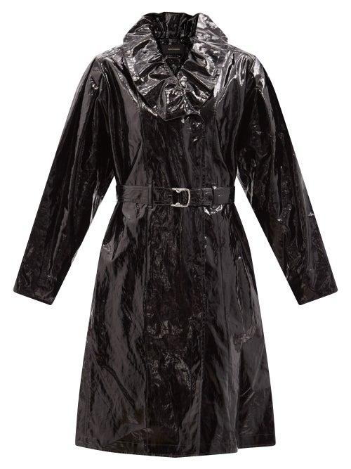 Isabel Marant - Epanima Gathered-collar Vinyl Coat - Womens - Black