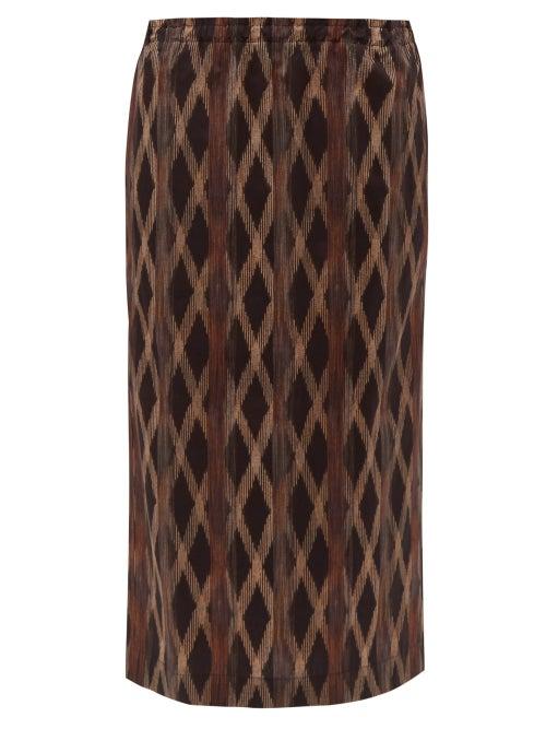 Matchesfashion.com Raey - Elasticated Waist Aztec Print Cotton Midi Skirt - Womens - Black Print