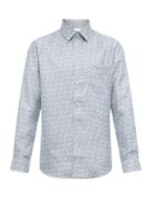 Matchesfashion.com Burberry - Tb Monogram Silk Twill Shirt - Mens - Light Blue