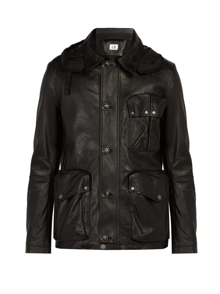 C.p. Company Goggle Lens Leather Jacket