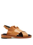 Robert Clergerie Blou Ruffle-trimmed Leather Sandals