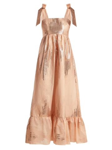 Athena Procopiou Gold Dust Metallic-weave Dress