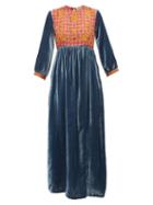 Matchesfashion.com Muzungu Sisters - Touba Floral Embroidered Silk Blend Dress - Womens - Blue Multi