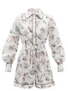 Emilia Wickstead - Blossom Floral Cotton-poplin Playsuit Pyjamas - Womens - White Print