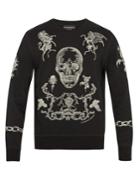 Alexander Mcqueen Embroidered Skull And Rose Cotton Sweatshirt