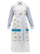 Matchesfashion.com Rianna + Nina - Floral-embroidered Cotton Shirt Dress - Womens - Multi