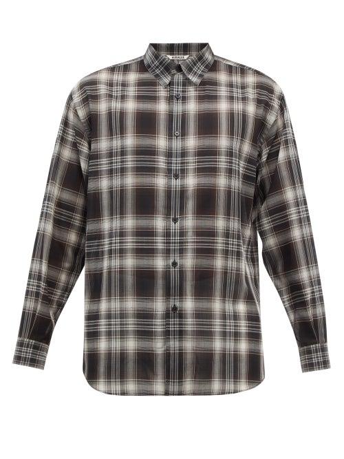 Auralee - Plaid Wool-blend Shirt - Mens - Black Multi